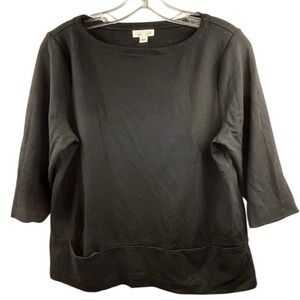 J.‎ Jill Women's Black Ponte Blouse M 3/4 Sleeve Boat Neck Top